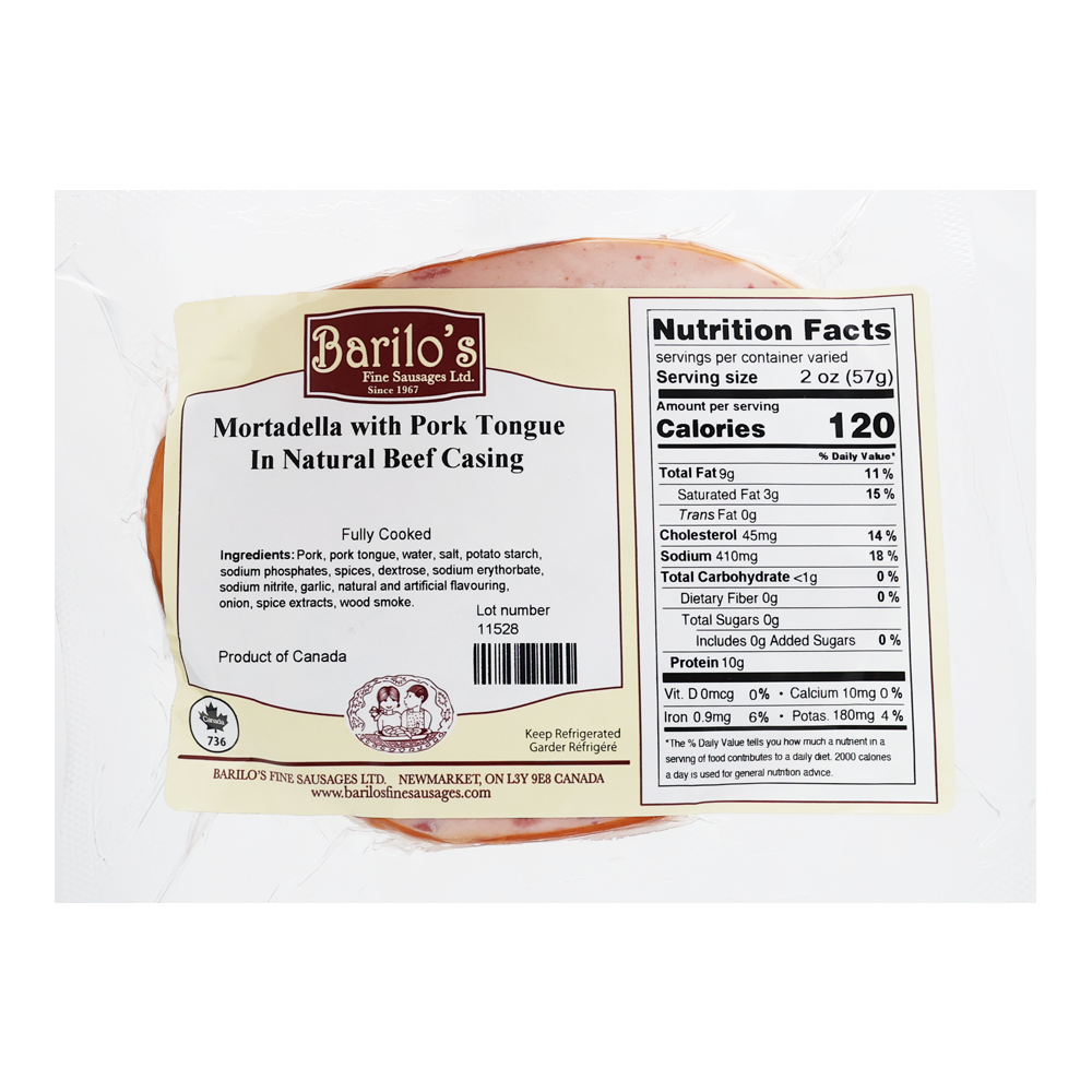 Bologna Mortadella with Pork Tongue – Pre Pack – approx 1lb